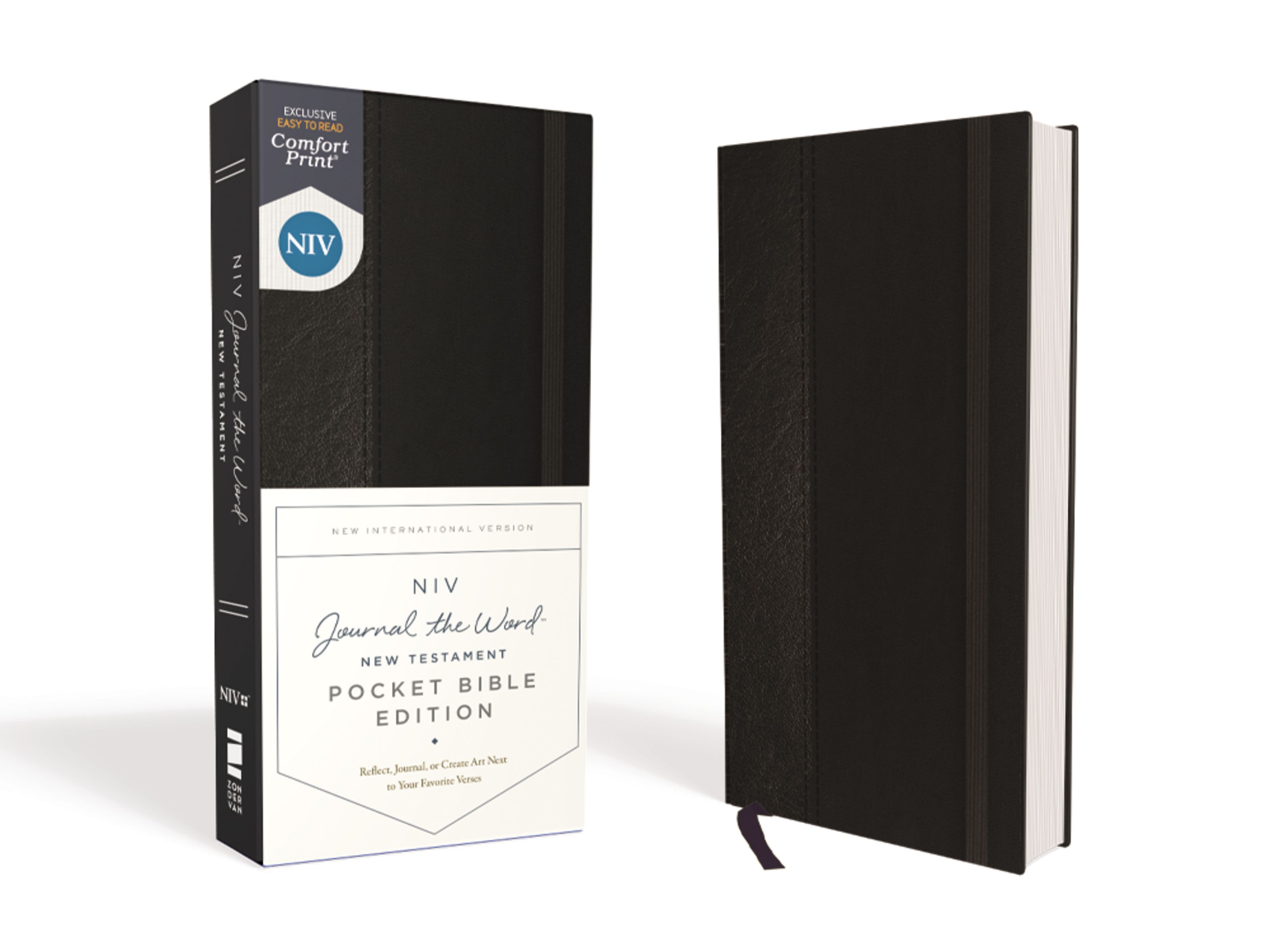 NIV, Journal the Word New Testament (Perfect for Note-Taking), Pocket Bible Edition, Hardcover, Black, Red Letter, Comfort Print (NIV Journal the Word Bible)