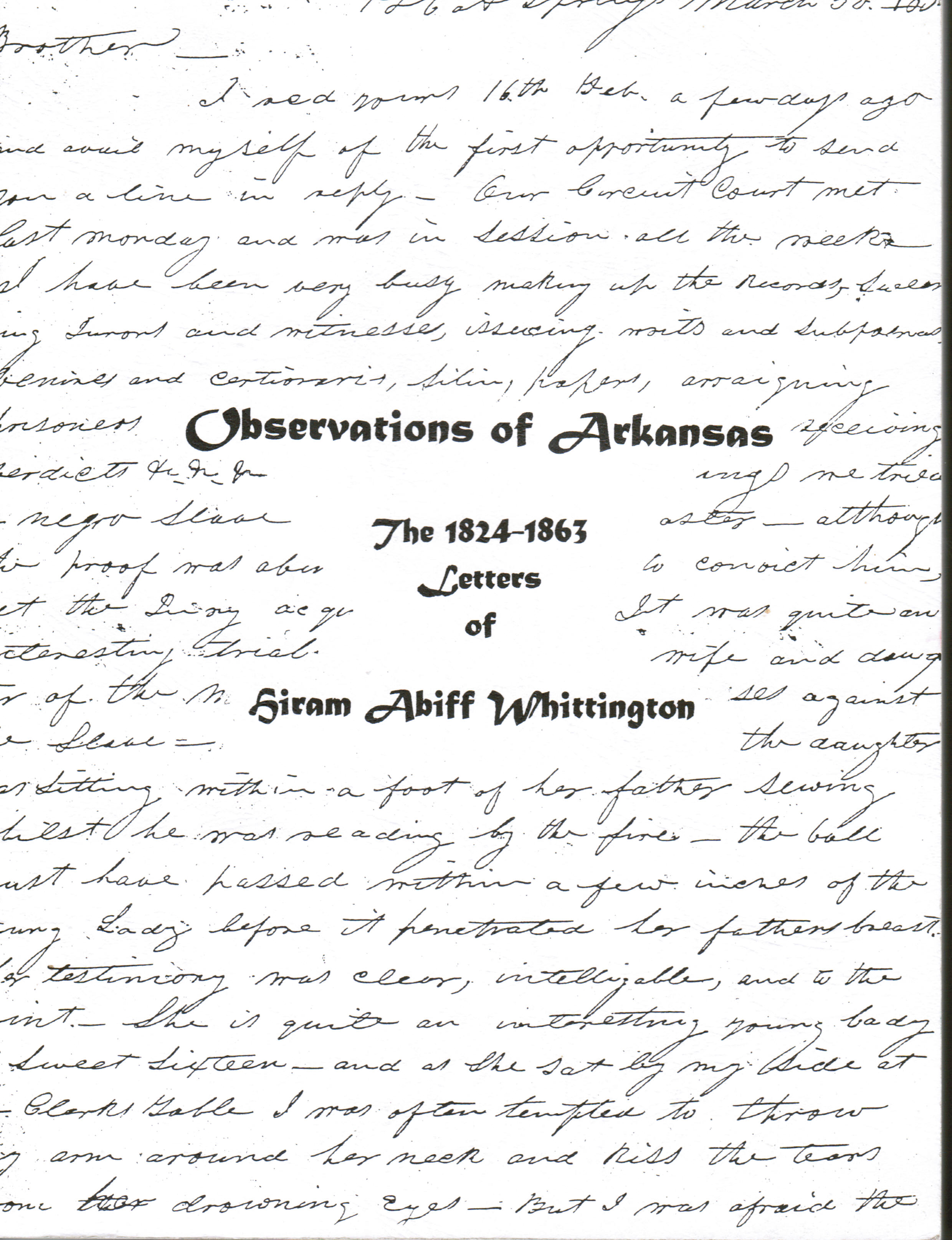 The 1824-1863 Letters of Hiram Abiff Whittington