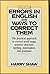Errors in English and Ways ...