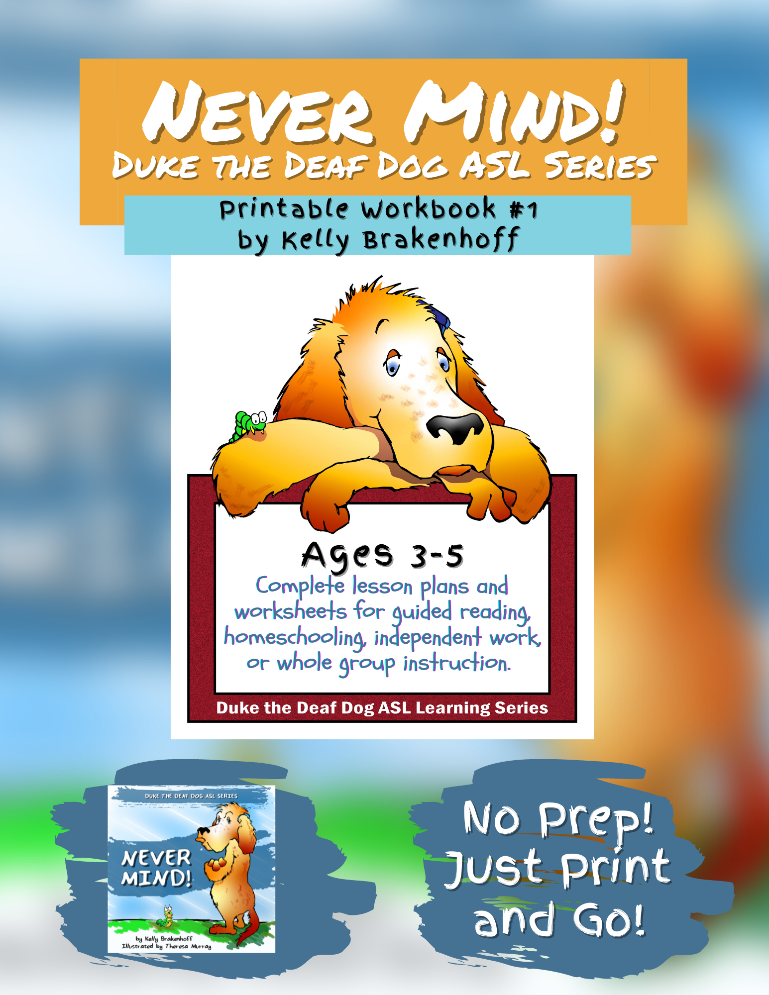 Printable Workbook: Never Mind (Duke the Deaf Dog ASL Series) Age 3-5