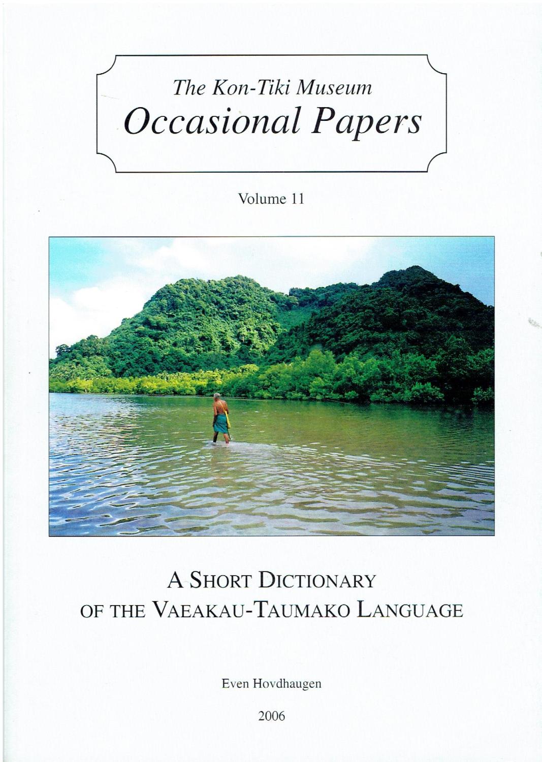A Short Dictionary of the Vaeakau-Taumako Language