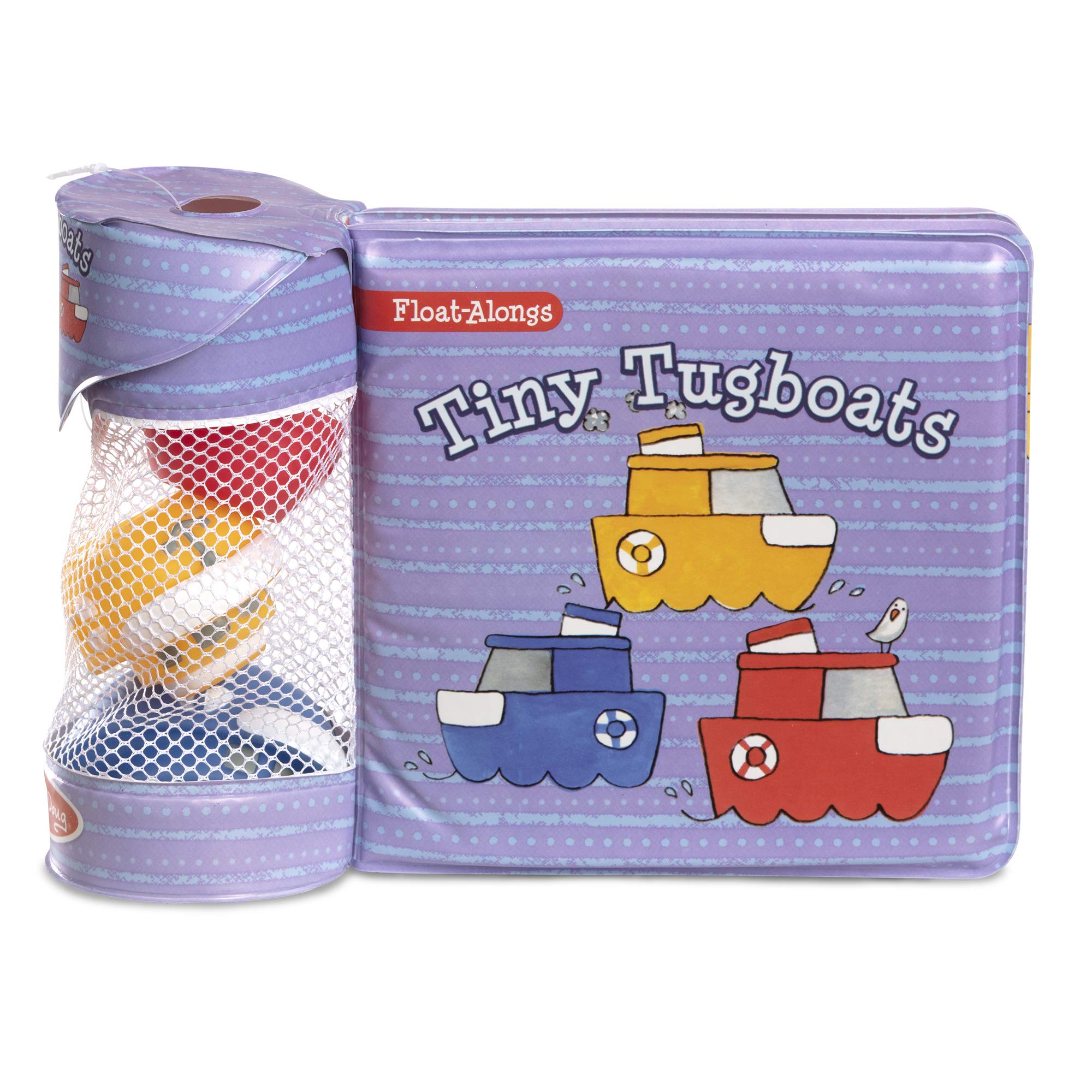 Melissa & Doug Children’s Book - Float-Alongs: Tiny Tugboats (Bath Book + 3 Floating Tugboat Toys)