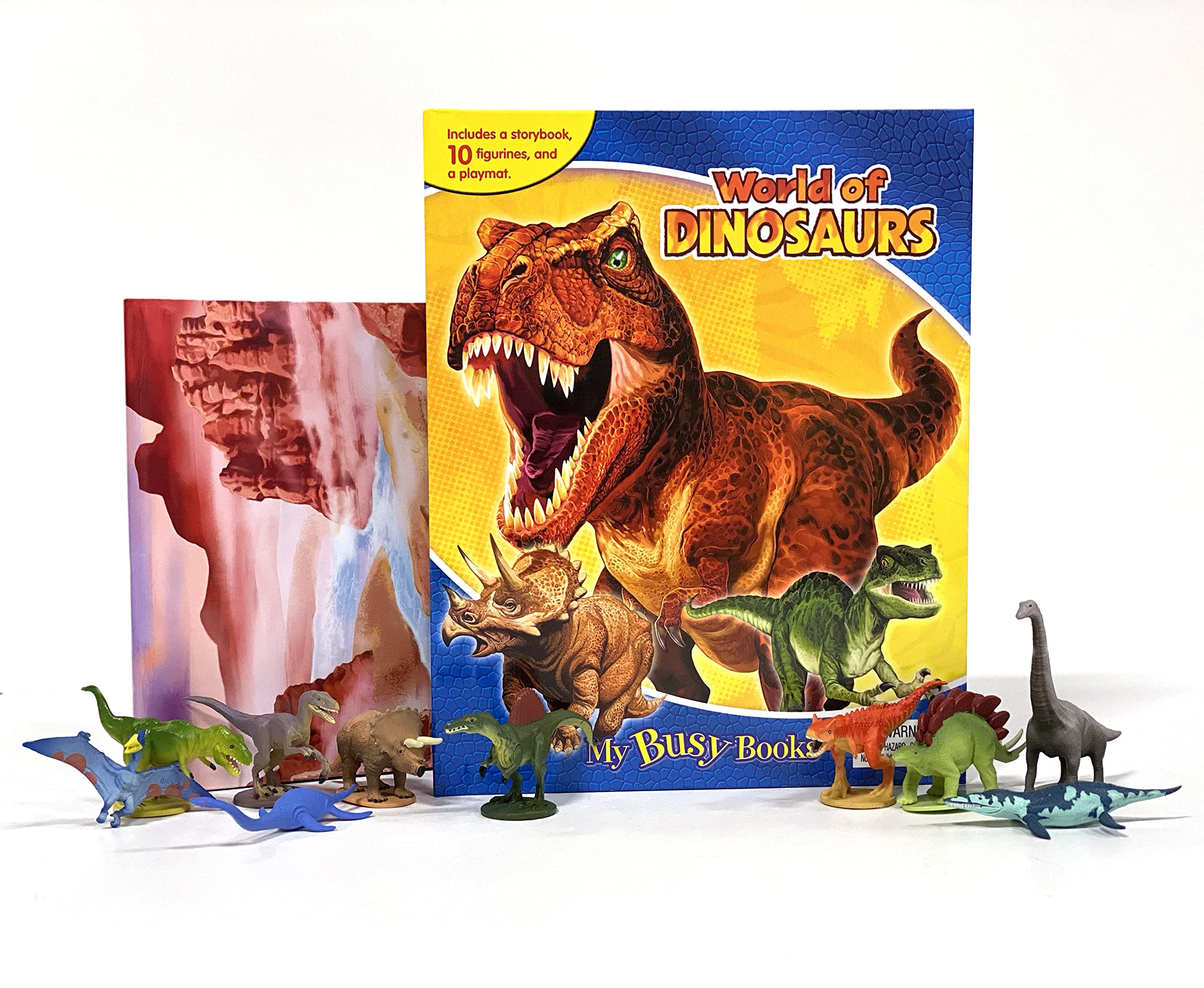 Phidal World of Dinosaurs My Busy Books - Storybook, 10 figurines, playmat (Board book)