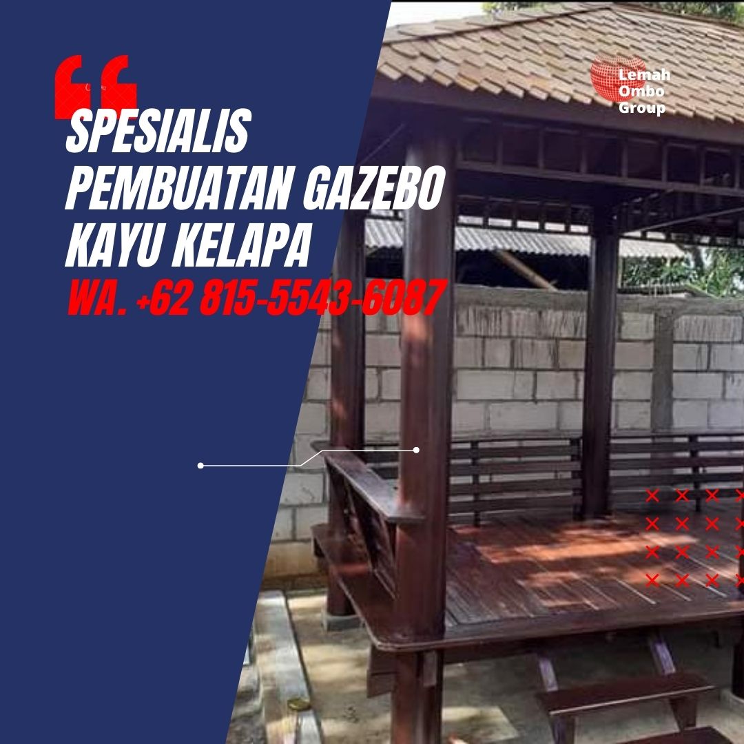TERIMA JADI, Wa. 081-555-436-087, Tukang Gazebo Kayu Kelapa 2x2 Pangandaran