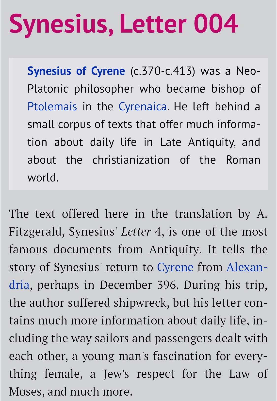 Synesius , letter 004