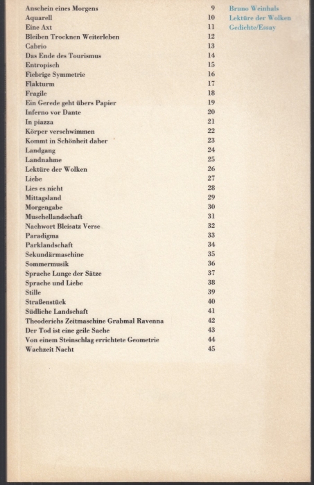 Lektüre der Wolken: Gedichte/Essays