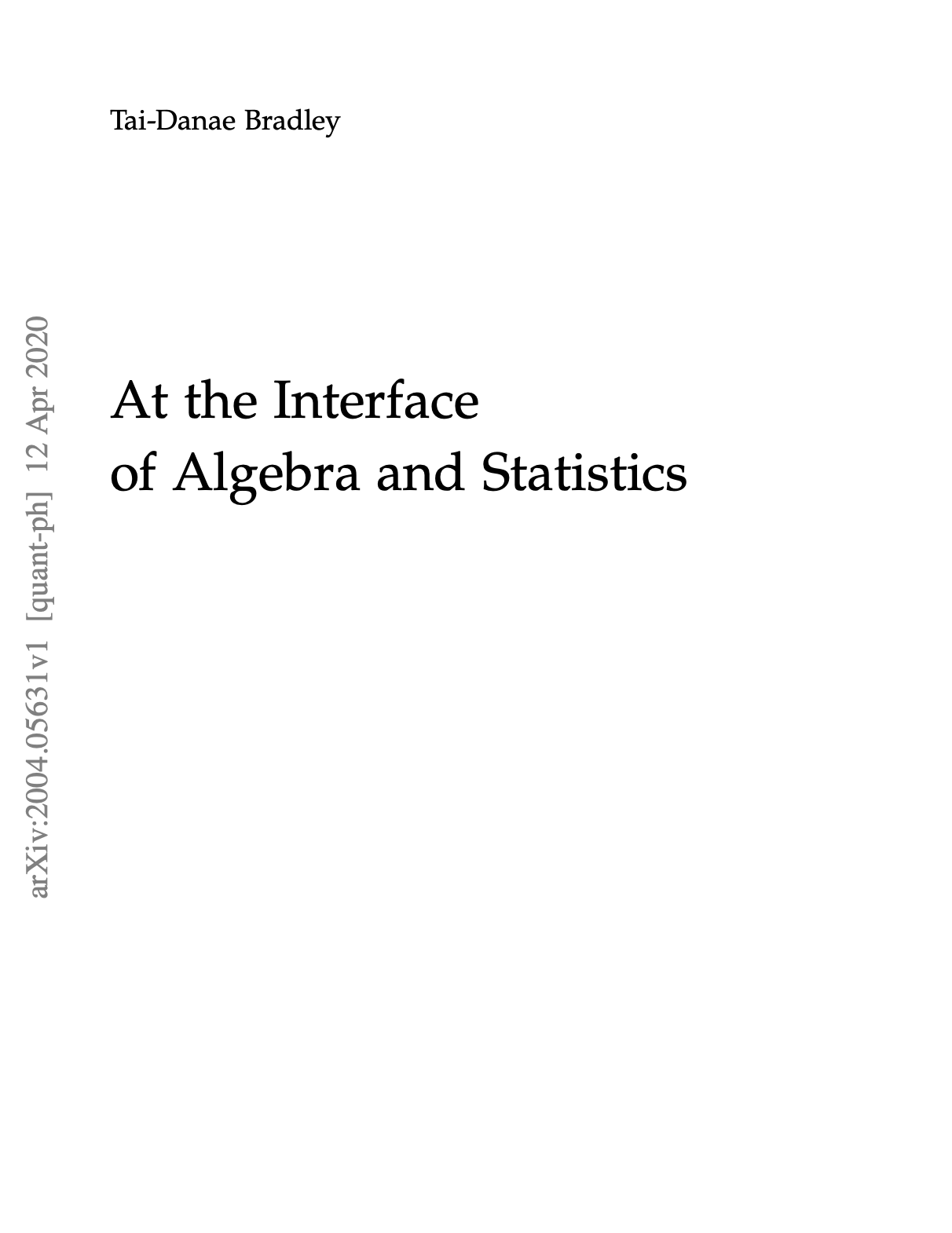 At the Interface of Algebra and Statistics (ebook)
