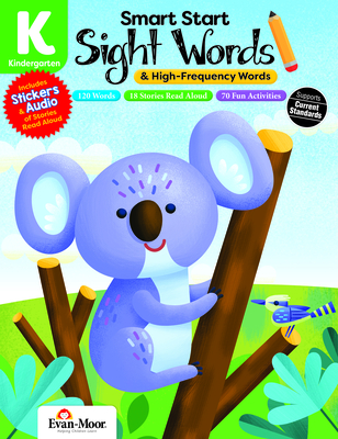 Evan-Moor Smart Start Sight Words and High-Frequency Words, Kindergarten Workbook, Stickers, Audio Read Aloud, Stories and Activities, Reading Skills, Vocabulary, Dolch, Pronunciation, Homeschool