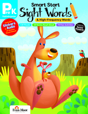 Evan-Moor Smart Start Sight Words and High-Frequency Words, Grade PreK Workbook, Stickers, Audio Read Aloud, Stories and Activities, Reading Skills, Vocabulary, Dolch, Pronunciation, Homeschool