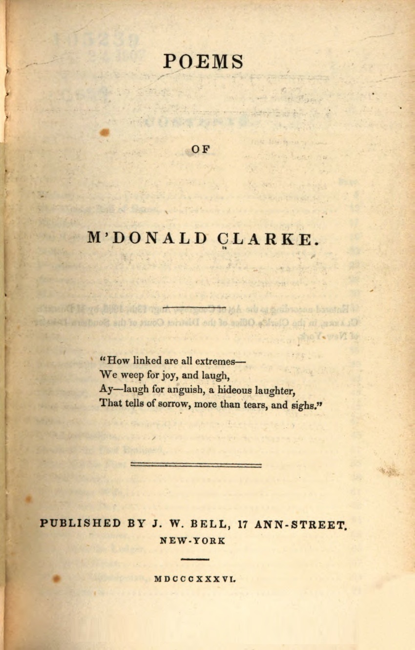 Poems of M'Donald Clarke (Hardcover)