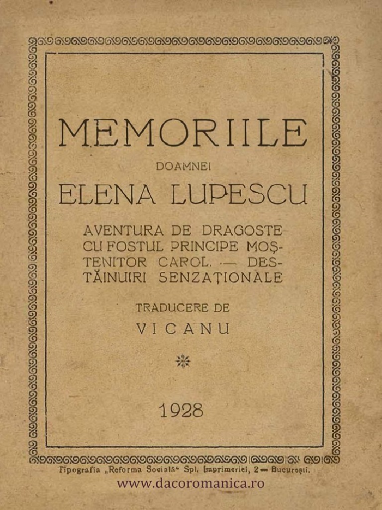 Memoriile doamnei Elena Lupescu