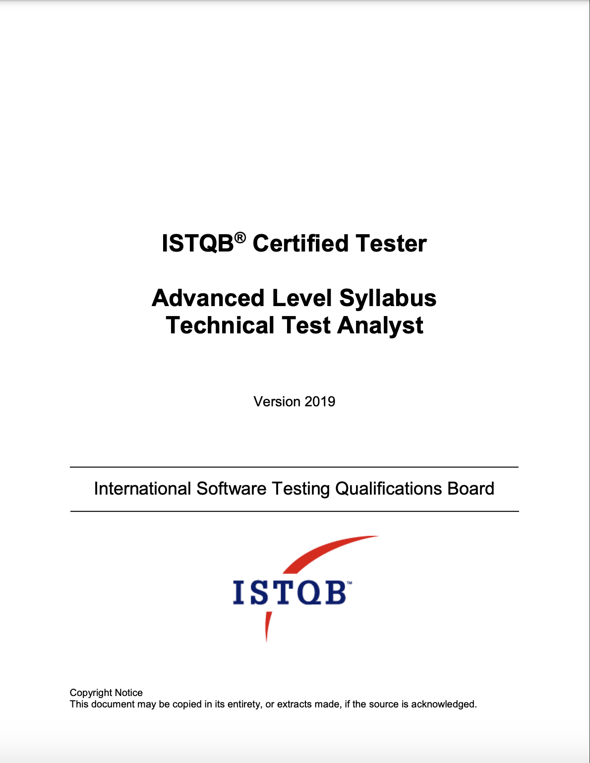 ISTQB® Certified Tester. Advanced Level Syllabus Technical Test Analyst (2019)