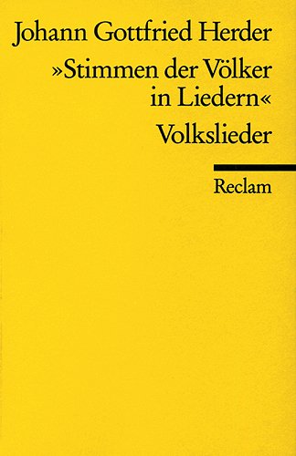 "Stimmen der Völker in Liedern" und Volkslieder (Paperback)