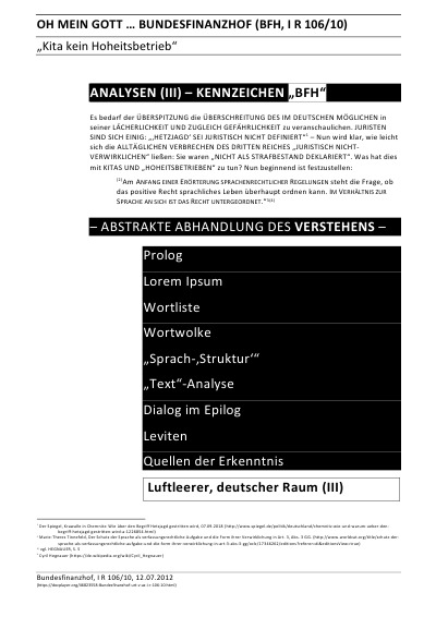 OH MEIN GOTT ... BUNDESFINANZHOF (BFH, I R 106/10) - ANALYSEN (III) - KENNZEICHEN ""BFH""