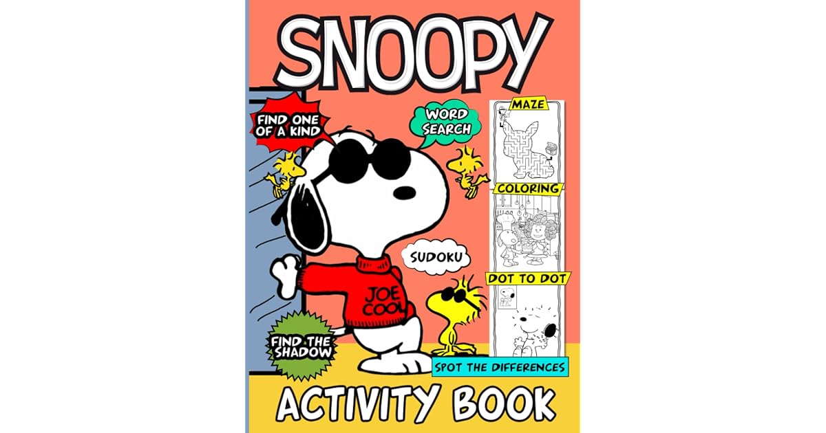 Snoopy Activity Book: Word Search, Coloring, Spot Differences, Dot To ...