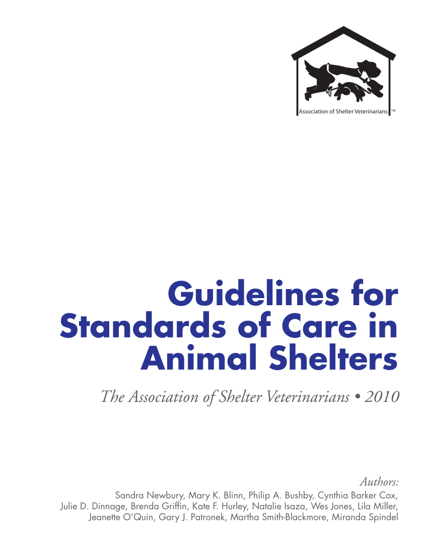 Guidelines for Standards of Care in Animal Shelters (PDF)