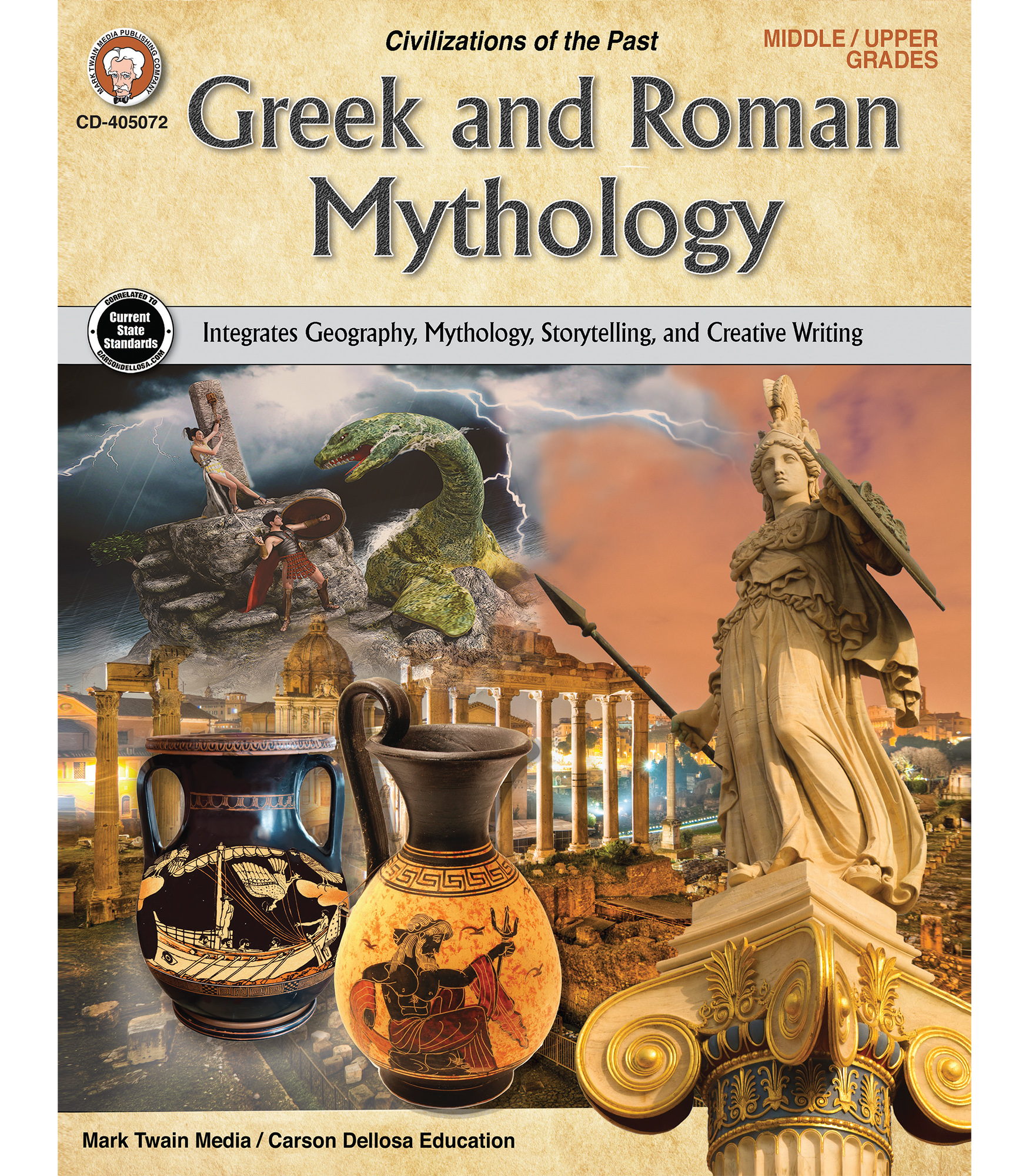 Mark Twain Greek and Roman Mythology Workbook, History and Geography for Kids Grade 6 and Up, Map Skills, Creative Writing, Mythological Storytelling, ... Homeschool Curriculum (Interactive Notebook)