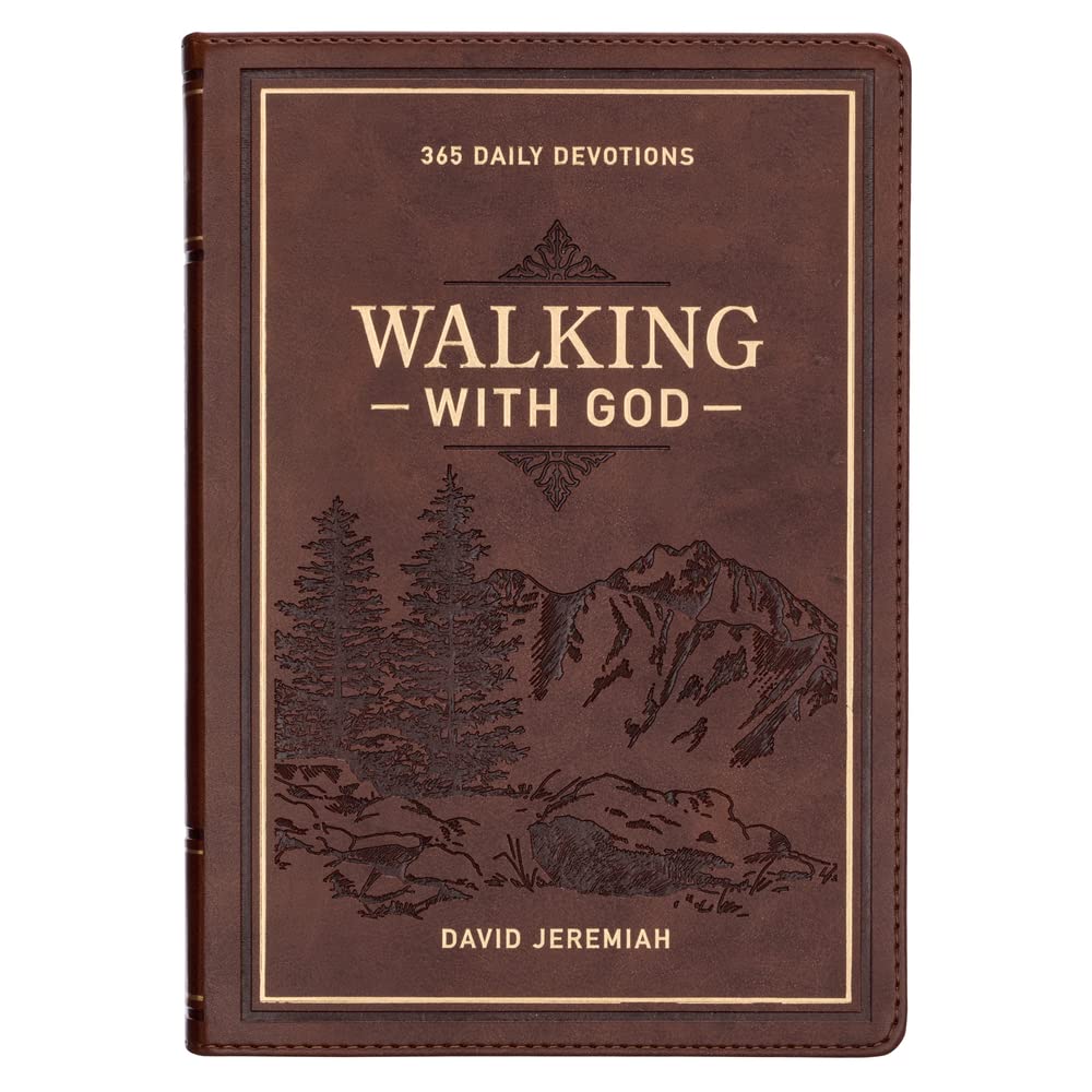 Walking with God 365 Daily Devotions, Large Print Brown Faux Leather (Leather Bound)