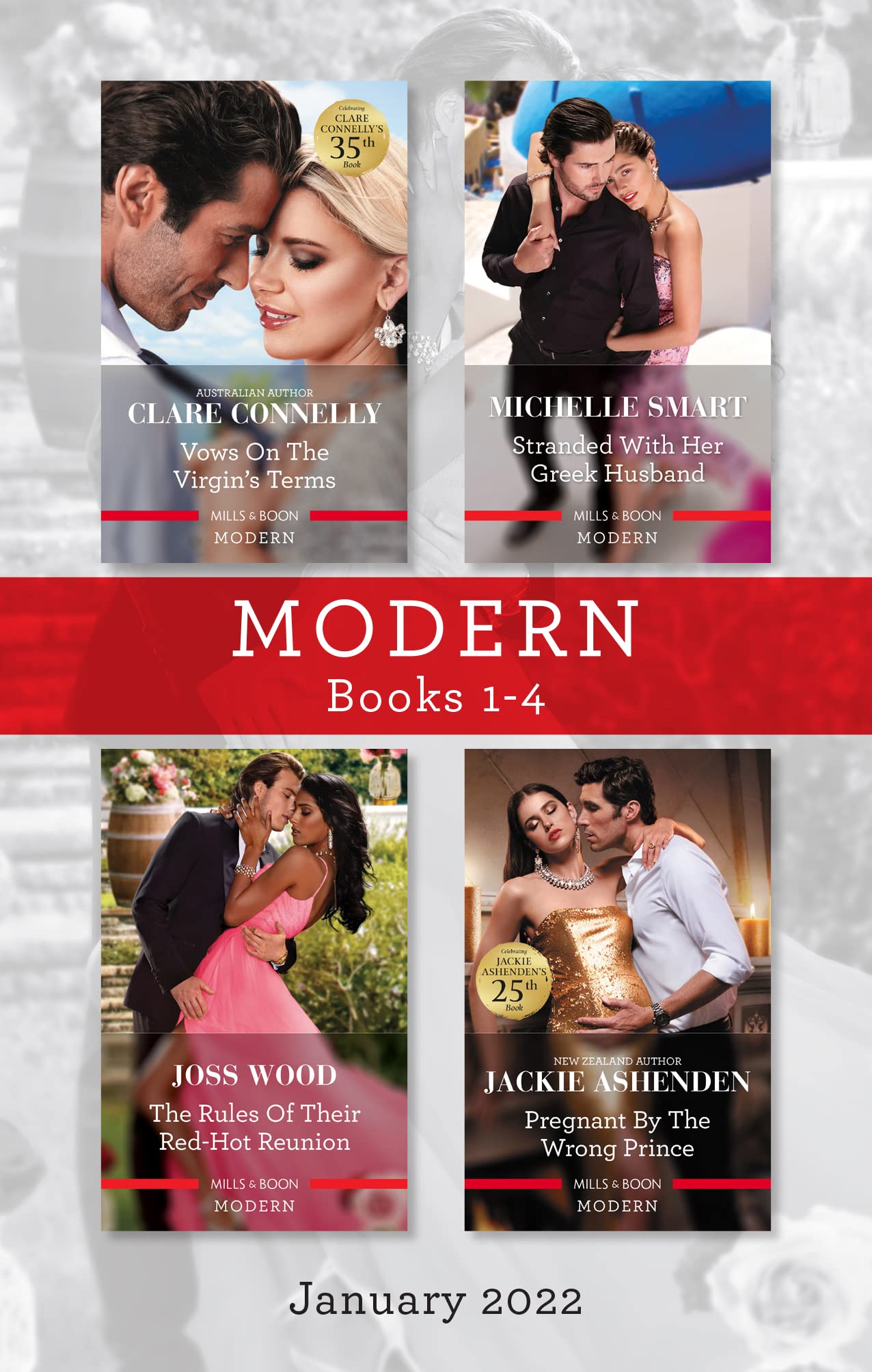 Modern Box Set 1-4 Jan 2022/Vows on the Virgin's Terms/Stranded with Her Greek Husband/The Rules of Their Red-Hot Reunion/Pregnant by the Wrong P (The Cinderella Sisters Book 1)