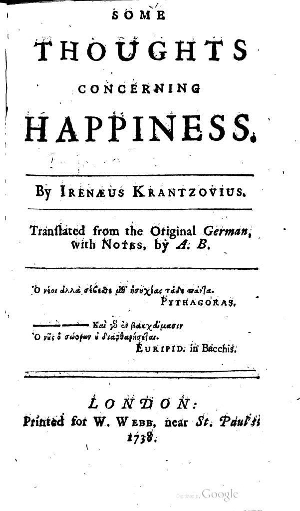 Some Thoughts Concerning Happiness (Unknown Binding)