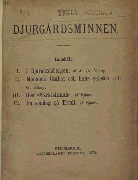 Djurgårdsminne (Unknown Binding)