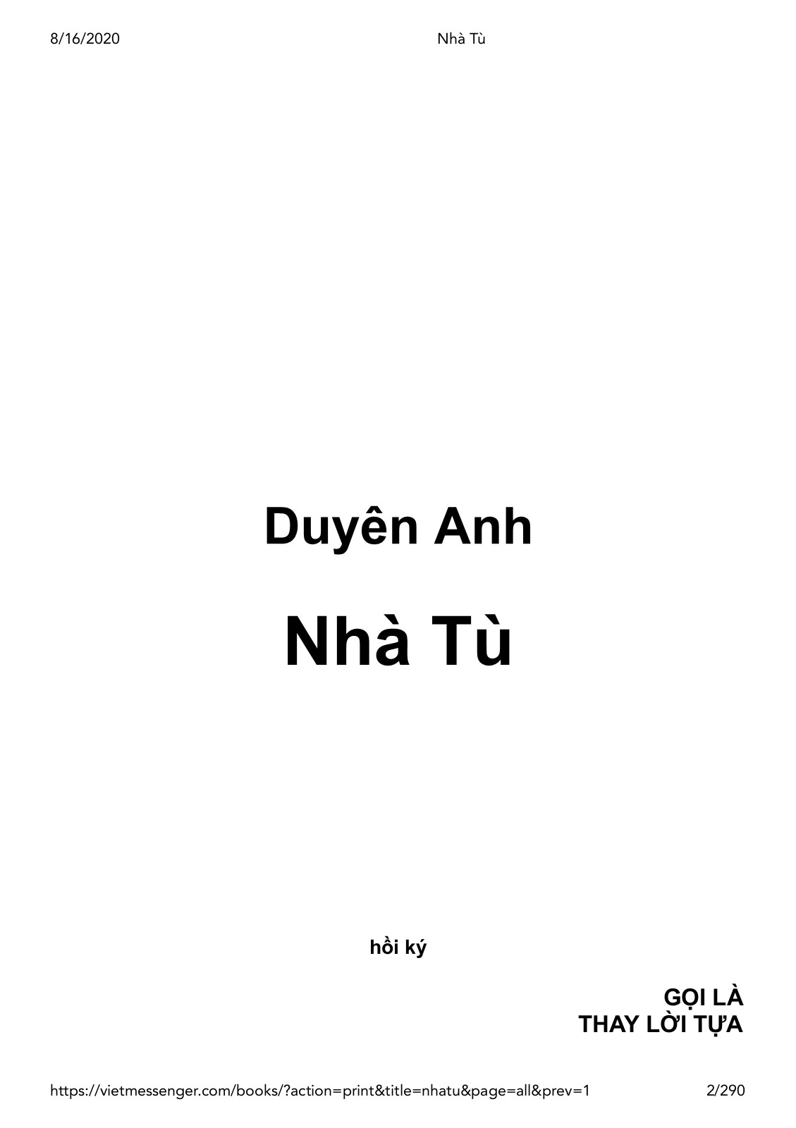 Nhà Tù (Unknown Binding)