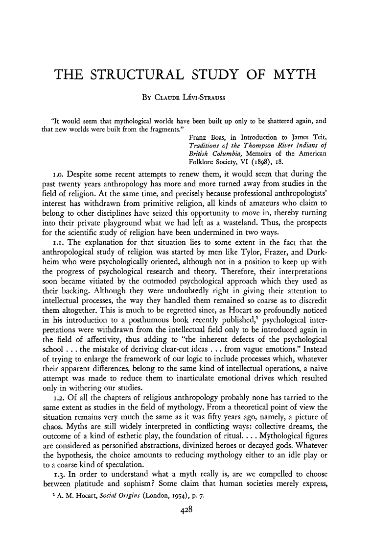 The Structural Study of Myths