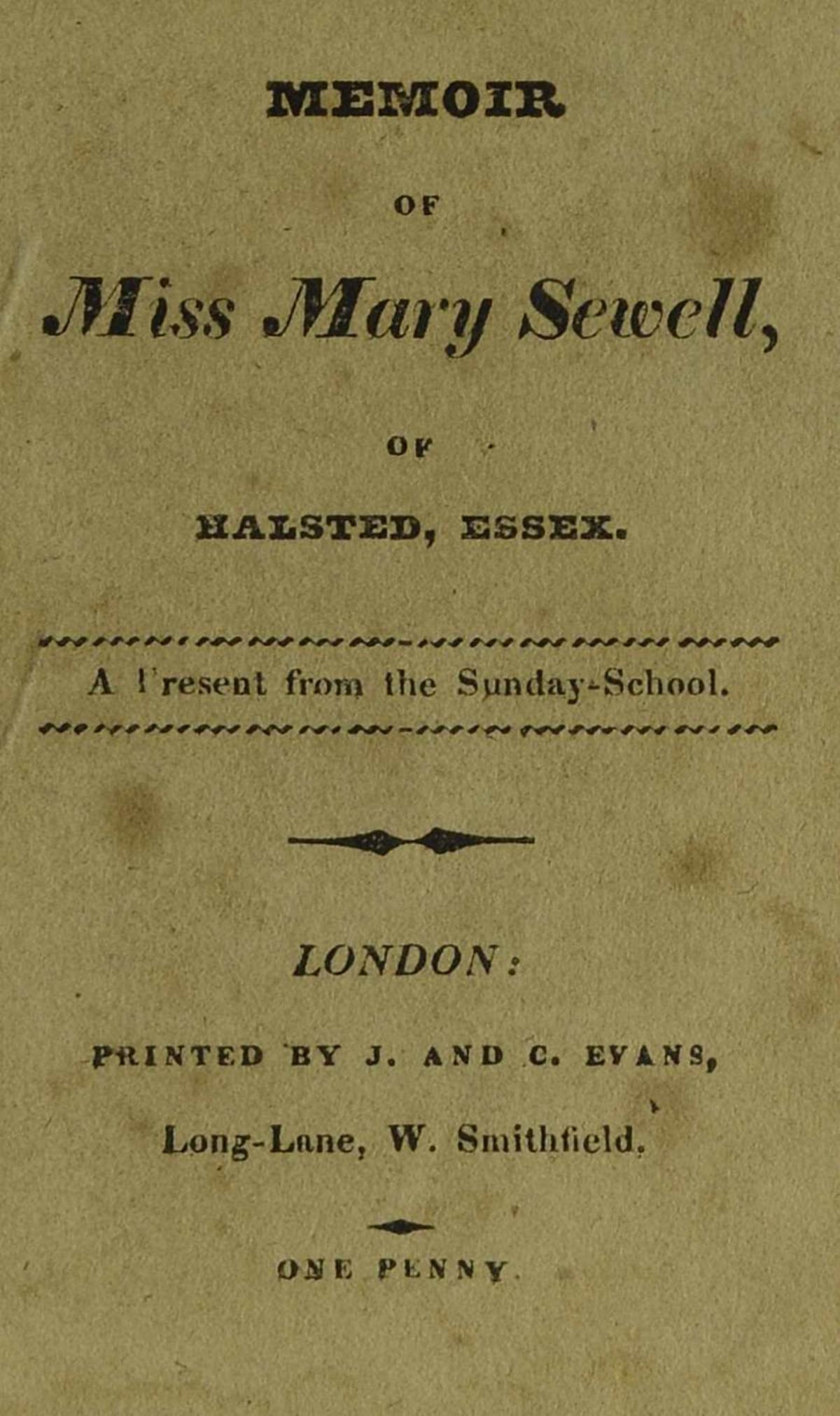 Memoir of Miss Mary Sewell, of Halsted, Essex (Unknown Binding)