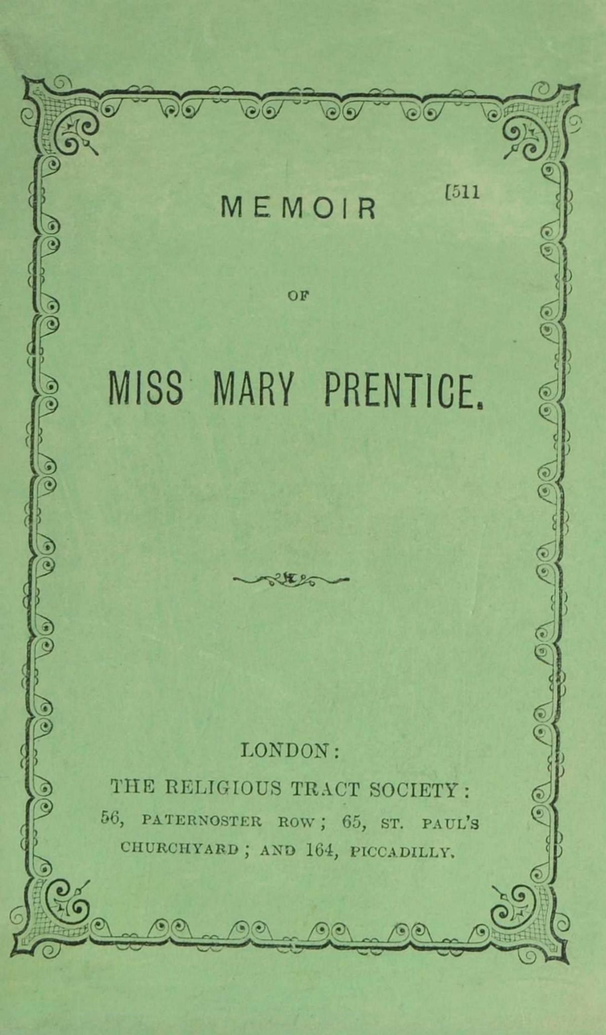 Memoir of Miss Mary Prentice (Unknown Binding)