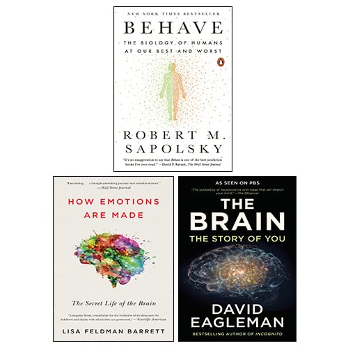 Behave By Robert M. Sapolsky, How Emotions Are Made By Lisa Feldman Barrett, The Brain By David Eagleman 3 Books Collection Set (Paperback)