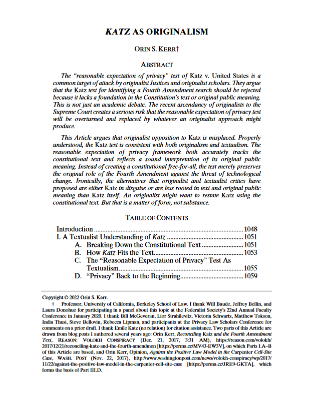 Katz as Originalism
