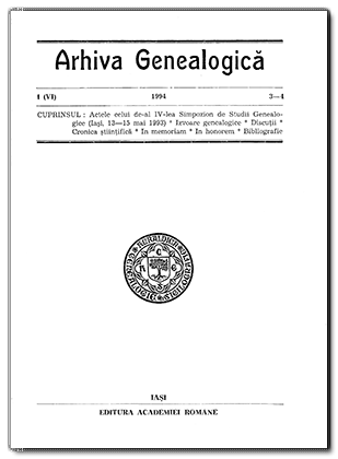 Arhiva Genealogică 1994 / 3-4 (Paperback)
