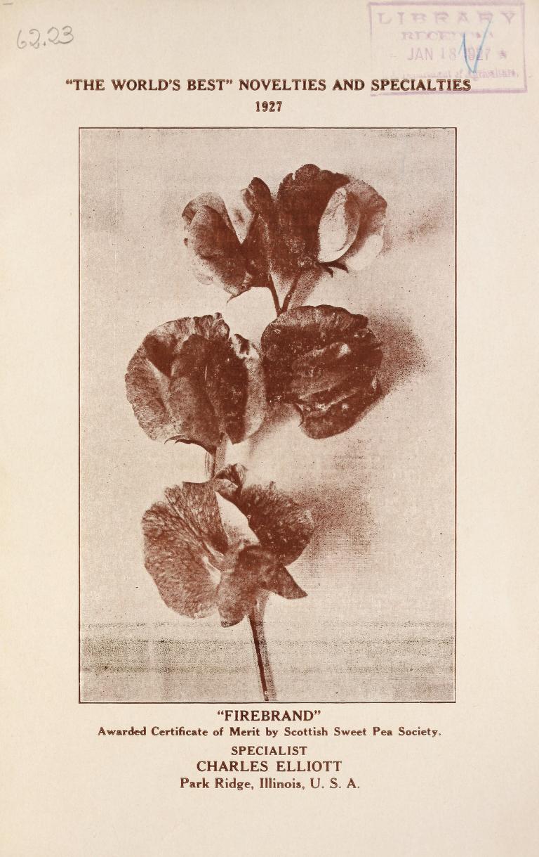 World's Best Sweet Peas and Novelties: 1927 (Paperback)