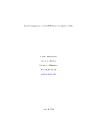 Social Consequences of Group Differences in Cognitive Ability