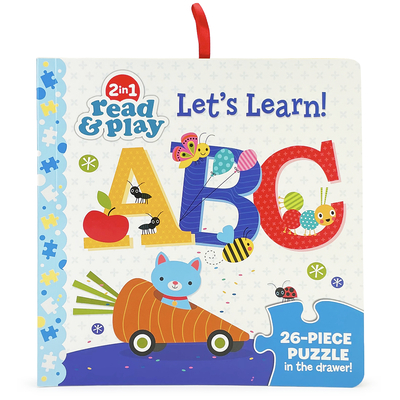 Let's Learn! ABC Board Book and 26 Piece Big Jigsaw Alphabet Puzzle for Preschoolers and Toddlers Ages 2+; (Read, Play & Learn) (2 in 1 Read & Play)