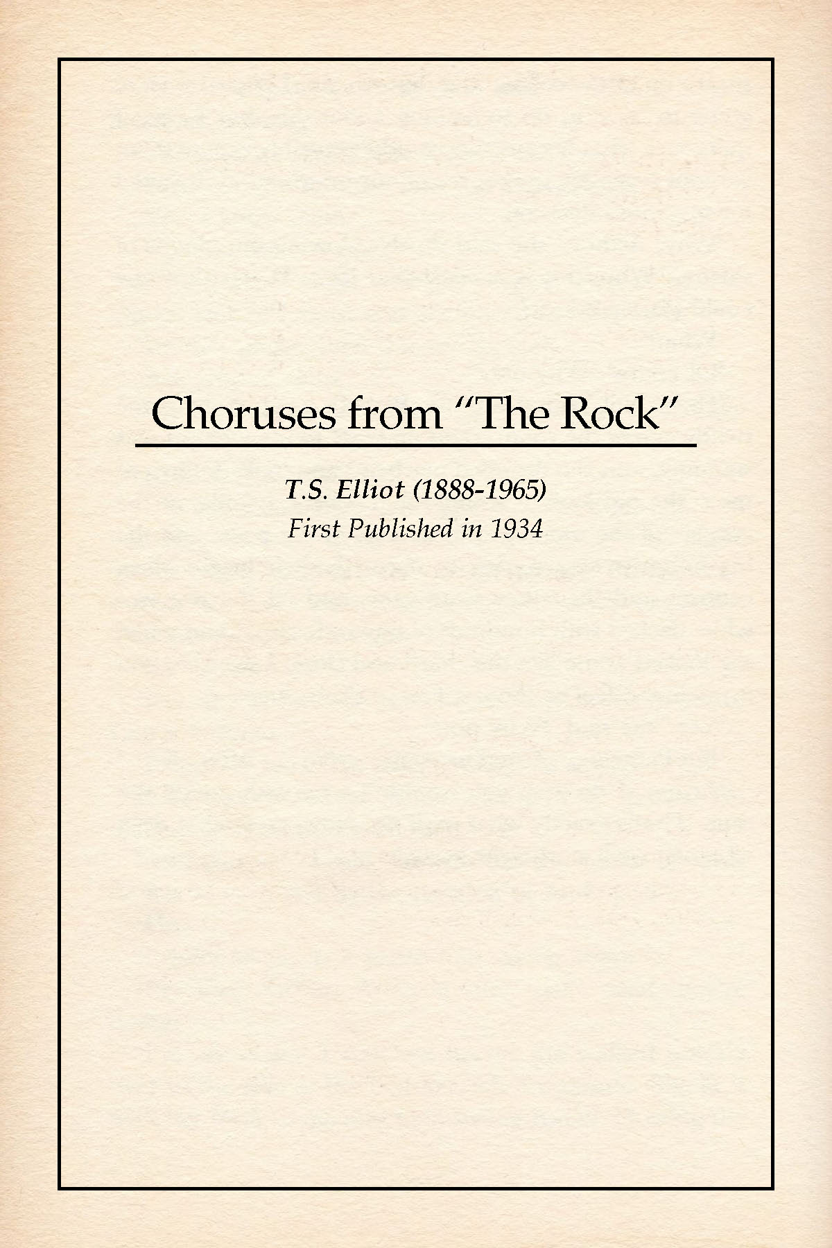 Choruses from “The Rock” (Unknown Binding)