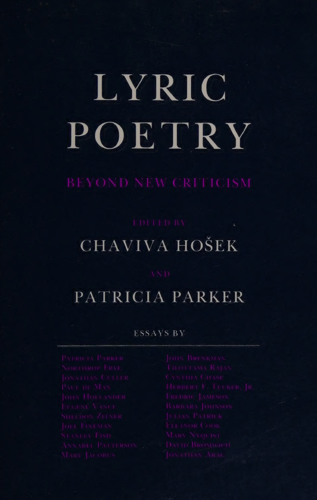 Lyric Poetry: Beyond New Criticism