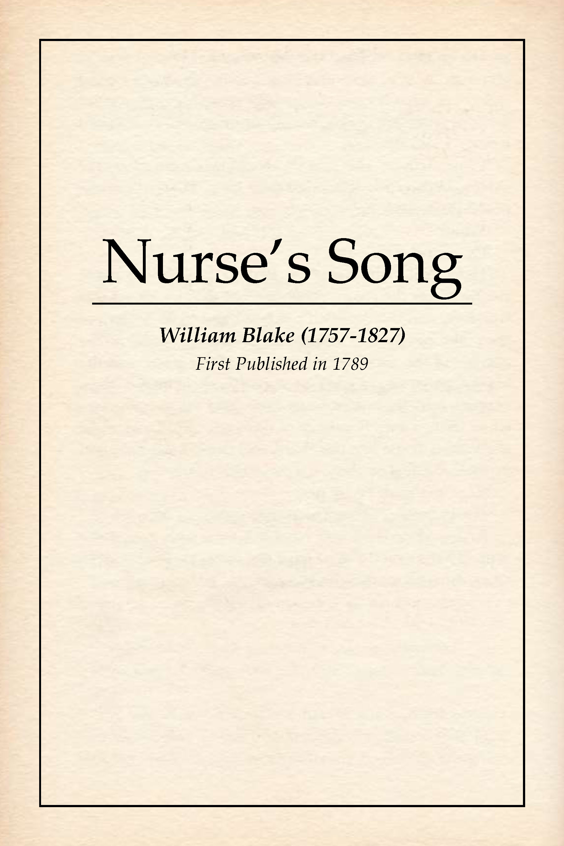Nurse's Song (Songs of Innocence)