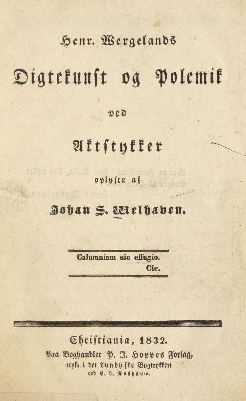 Henrik Wergelands Digtekunst og Polemik