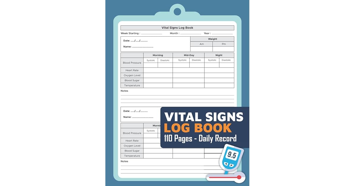 Vital Signs Log Book Personal Health Record Keeper Daily Vital Signs