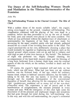 The Dance of the Self-beheading Woman: Death and Mutilation in the Tibetan Hermeneutics of the Feminine