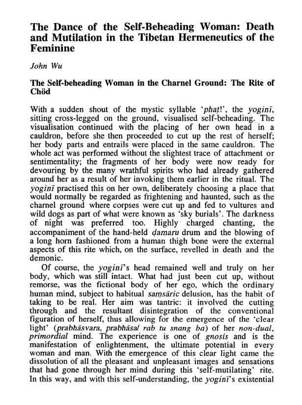 The Dance of the Self-beheading Woman: Death and Mutilation in the Tibetan Hermeneutics of the Feminine (ebook)