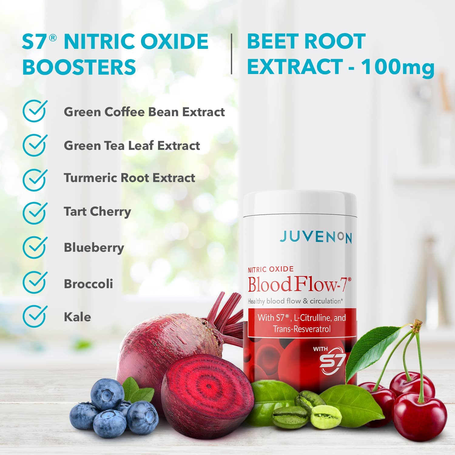 Juvenon Blood Flow-7: Nitric Oxide Booster For Healthy Aging & Heart Health