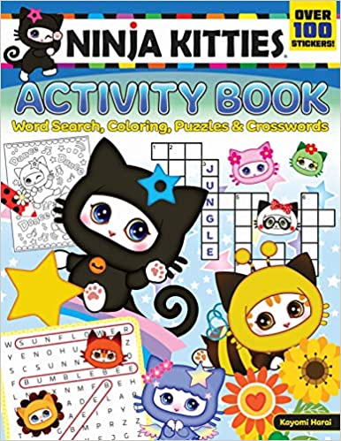 Ninja Kitties Activity Book: Word Searches, Coloring, Puzzles & Crosswords (Happy Fox Books) Hours of Fun for Kids with Seek-and-Find, Spot-the-Difference, Over 100 Free Bonus Stickers, and More