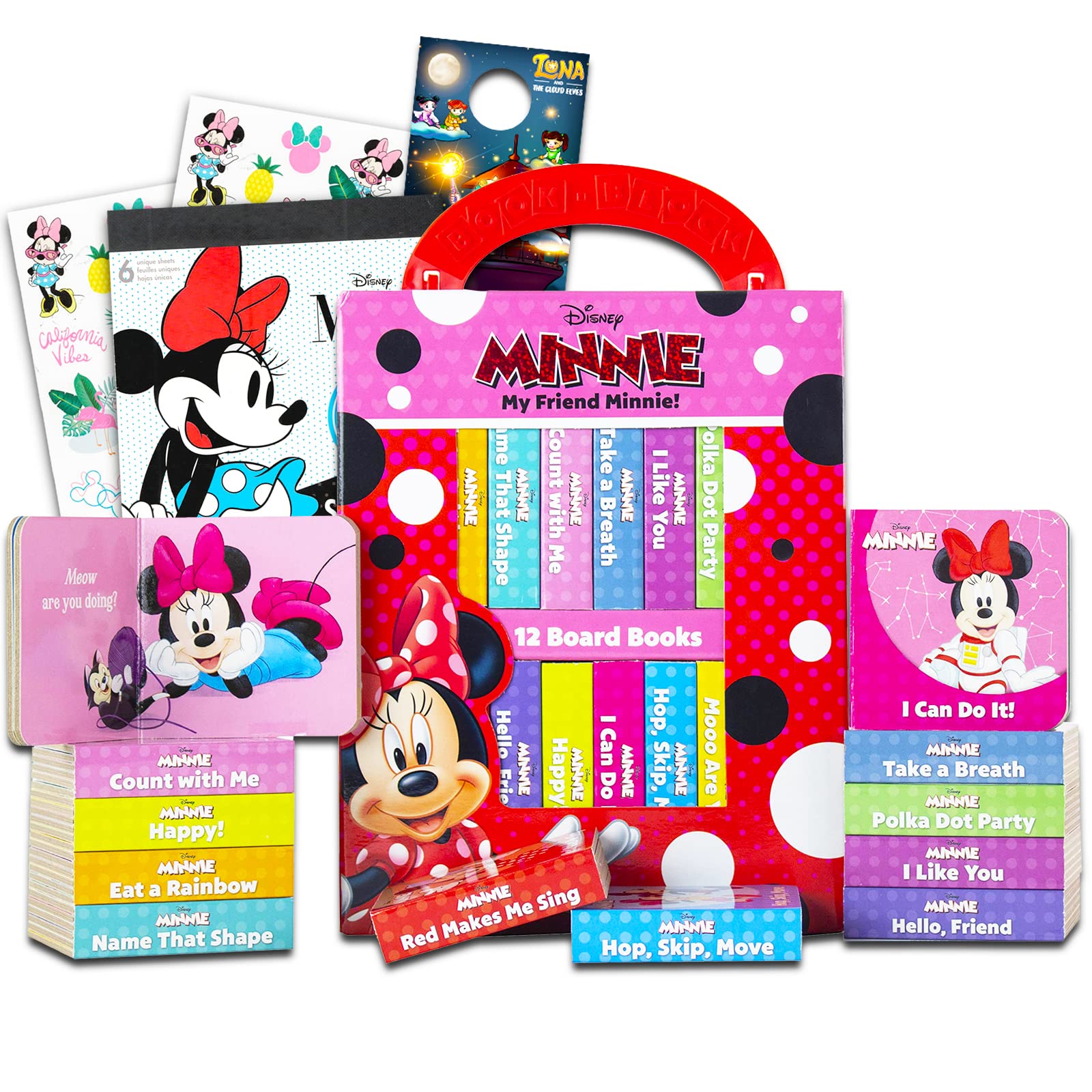 Disney Minnie Mouse Board Books Set For Toddlers and Babies - Bundle with 12 Story and Early Learning Board Books Featuring Minnie, Mickey, Daisy and More (Disney Baby Books)
