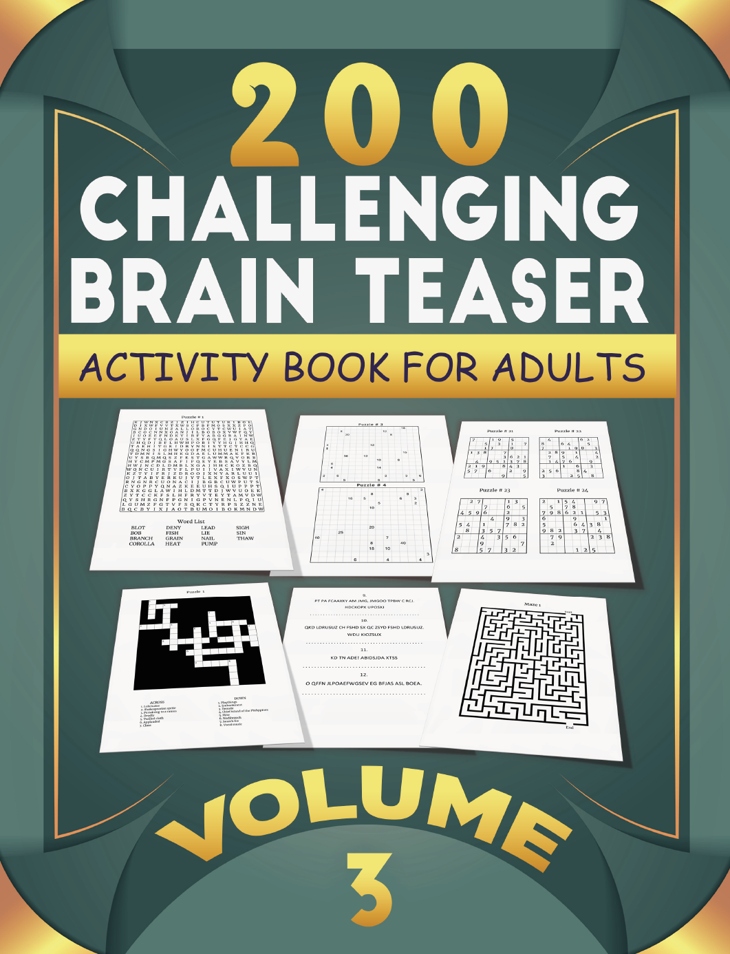 Puzzles Real Fun Family Brain Mixed Puzzle Games Crosswords Sudoku Logic & Math Mazes Cryptograms Word Searches & More Vol 3