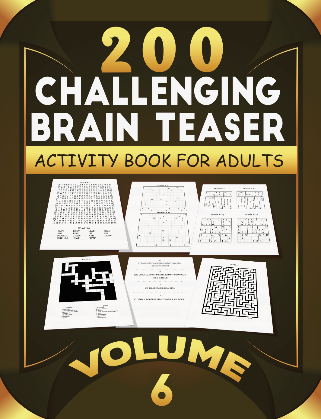 Puzzles Real Fun Family Brain Mixed Puzzle Games Crosswords Sudoku Logic & Math Mazes Cryptograms Word Searches & More Vol 6