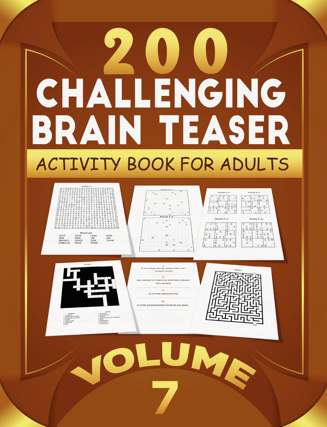 Puzzles Real Fun Family Brain Mixed Puzzle Games Crosswords Sudoku Logic & Math Mazes Cryptograms Word Searches & More Vol 7