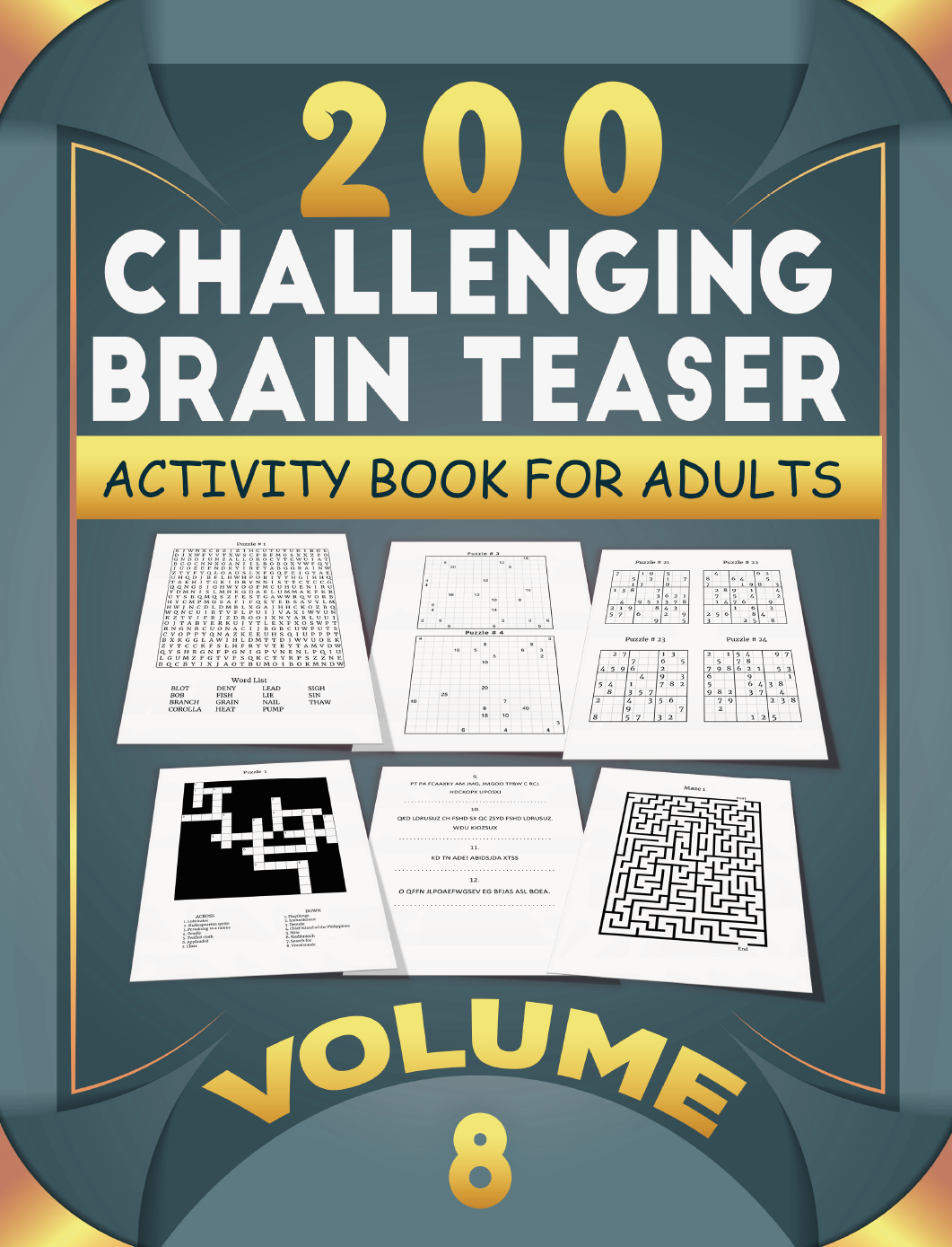 Puzzles Real Fun Family Brain Mixed Puzzle Games Crosswords Sudoku Logic & Math Mazes Cryptograms Word Searches & More Vol 8