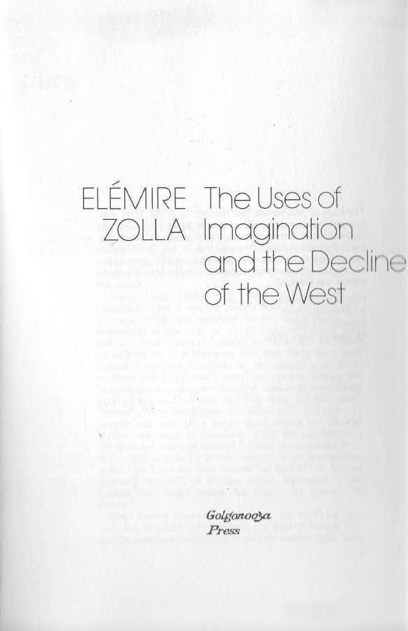 The Uses of Imagination and the Decline of the West (Saddle stitch)